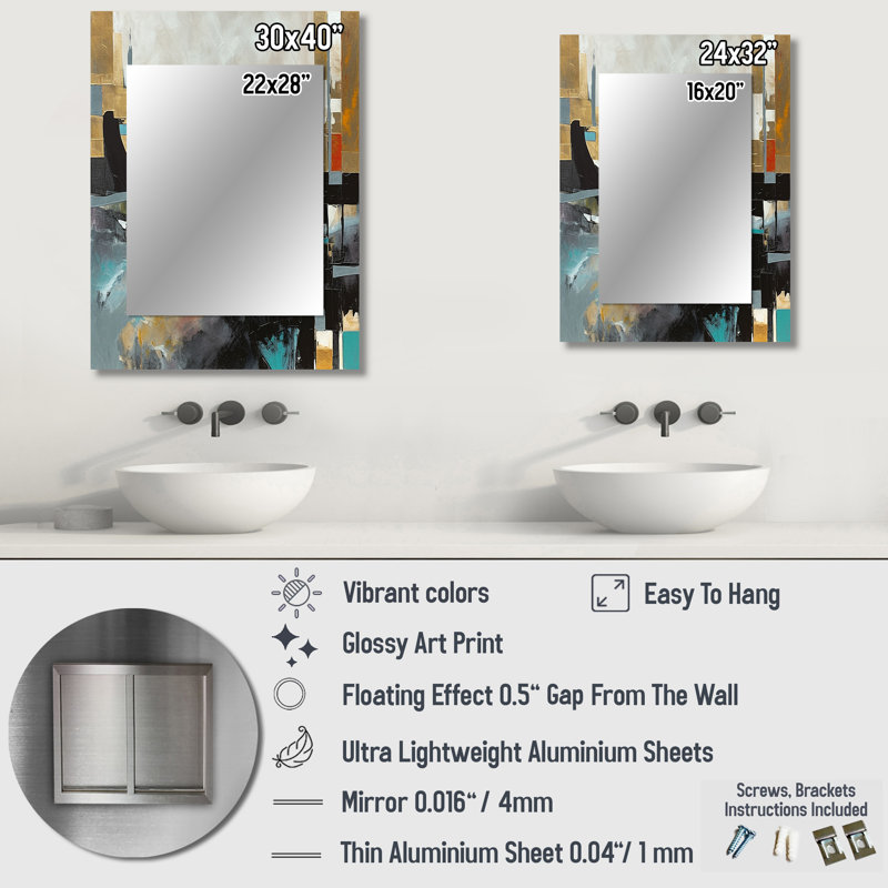 Beyond Nature II - Landscapes Unique Wall Mirror Decor, Gray Large Mirror, Printed Metal Art, 32" x 24"
