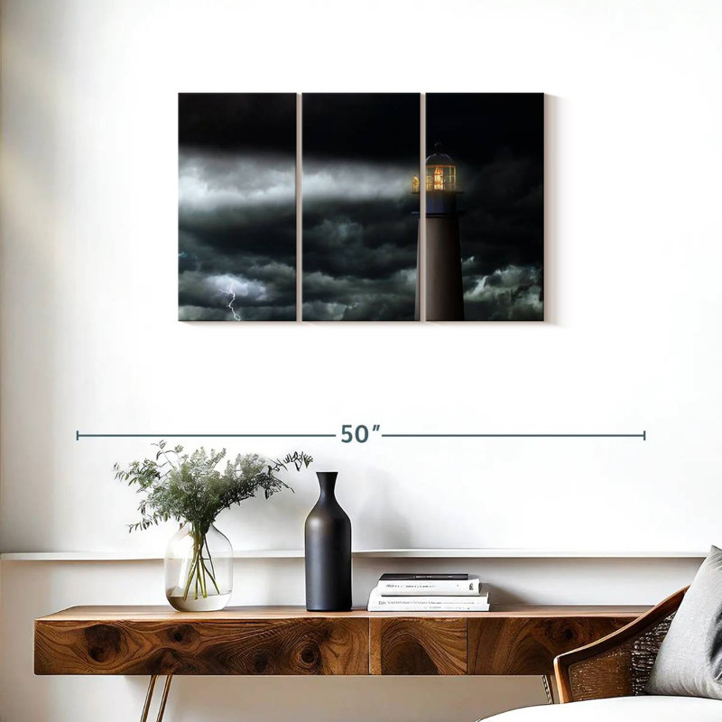 Phare d'Aletra pendant la tempête, H 20 po x l 33 po