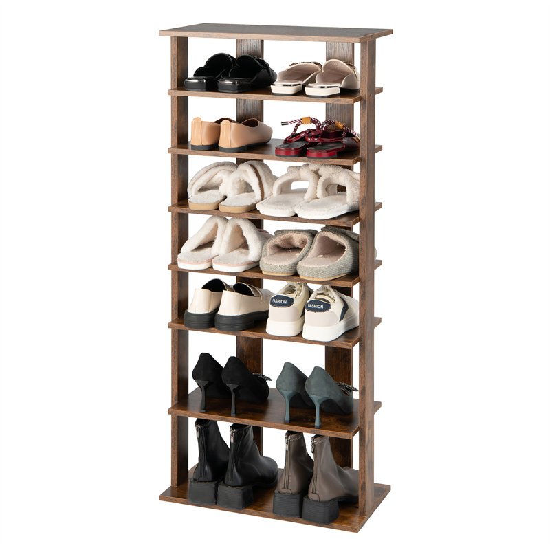 Range-chaussures en bois 14 paires empilables, Brun rustique