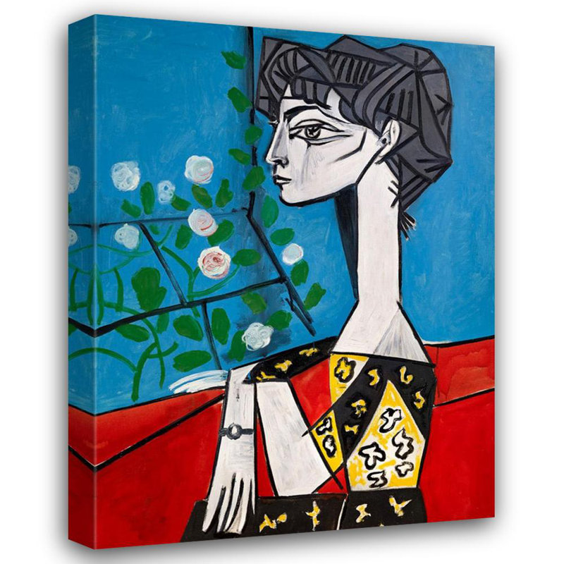 Jacqueline with flowers, 37" H x 28" W