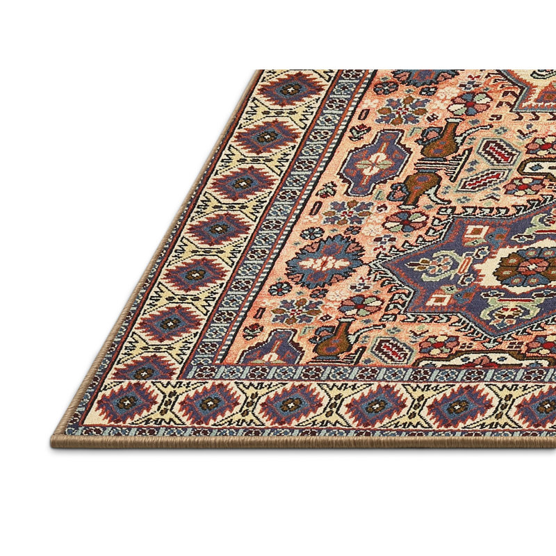 Tapis traditionnel mehroon/noir/crème Denese, Rectangle 4 pi x 6 pi
