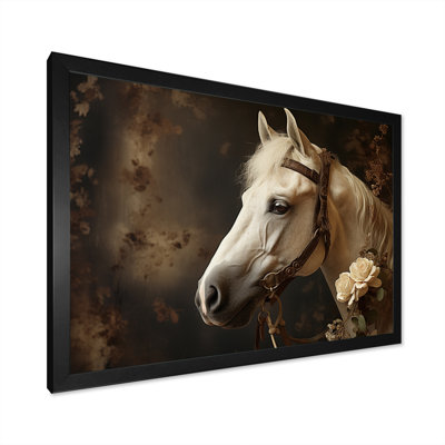 «White Beige Horse Majestic Duality» sur toile