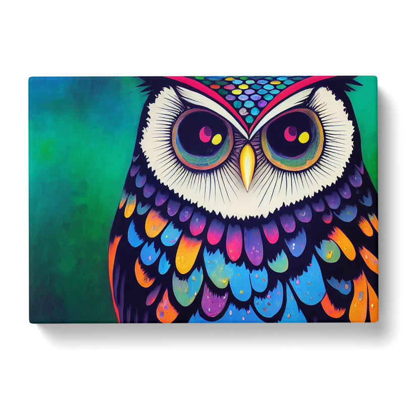Colourful Owl Art Vol.2 - Wrapped Canvas, 40cm H x 60cm W x 3cm D