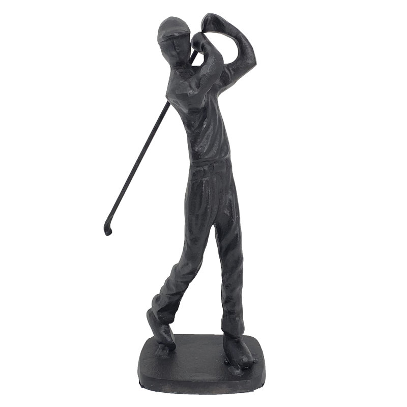 GOLFER MAN Iron Figurine 22cm, Mocha