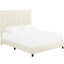 Lit de chambre à coucher beige avec revêtement en placage stratifié et structure solide en mousse moderne