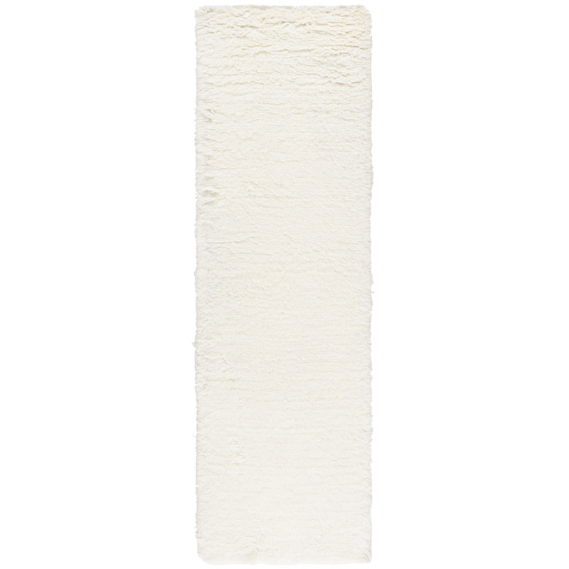 Abriel Solid Color Handmade Wool Area Rug in Ivory, Runner 2'3" x 8'