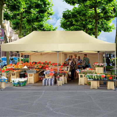 10'x20' Canopy EZ Pop Up Canopy Anti-UV Waterproof Outdoor Tent Portable Party Wedding Instant Canopy Shelter All Season Tent Gazebo with 6 Removable Sidewalls, 4 Sandbags, Roller Bag