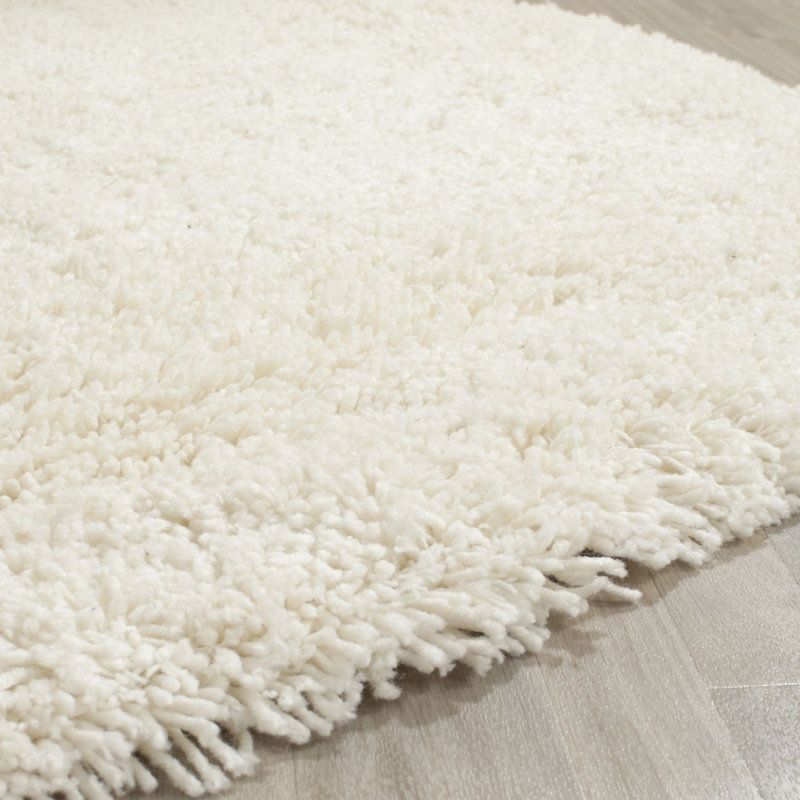 Tapis blanc en acrylique touffeté et fabriqué à la main Delane, Rectangle 8 pi 6 po x 11 pi 6 po