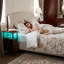 LED Narrow Side Tables, Slim End Table with Fabric Drawer and Charging Station-548319344-549842660