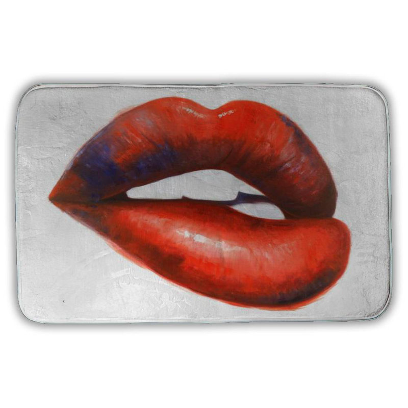 Beautiful red mouth Bath Mat with Non-Slip Backing - Quick Dry Memory Foam Bathroom Rug - Absorbent - Modern Plush Spa-Style - Machine Washable