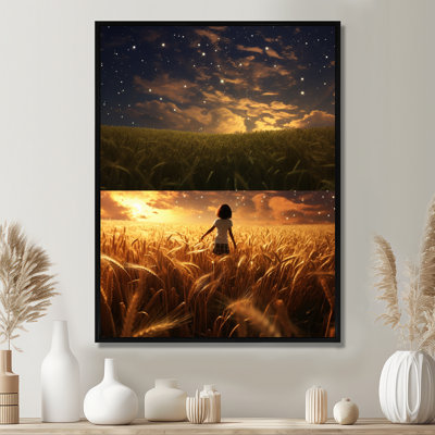 «Magical Sky Over The Golden Wheatfield - Meadow», reproduction d'art murale