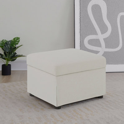 Repose-pieds avec rangement relevable, revêtement en tissu