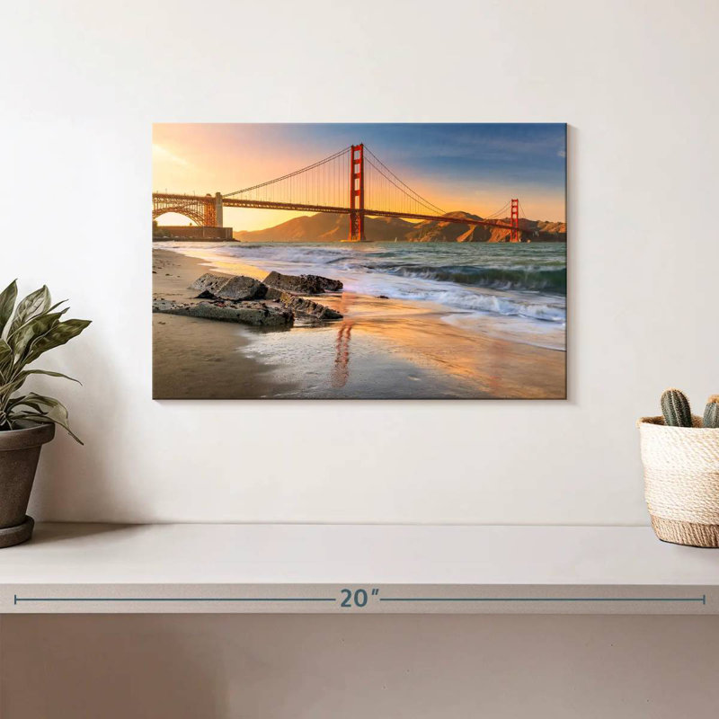 Coucher de soleil au pont Golden Gate, H 8 po x l 12 po