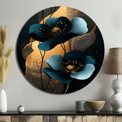 Yusuf - Poppies Round Metal Wall Art