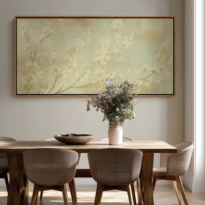 «Blooming Branches in Soft Spring Tones for Living Room», art mural