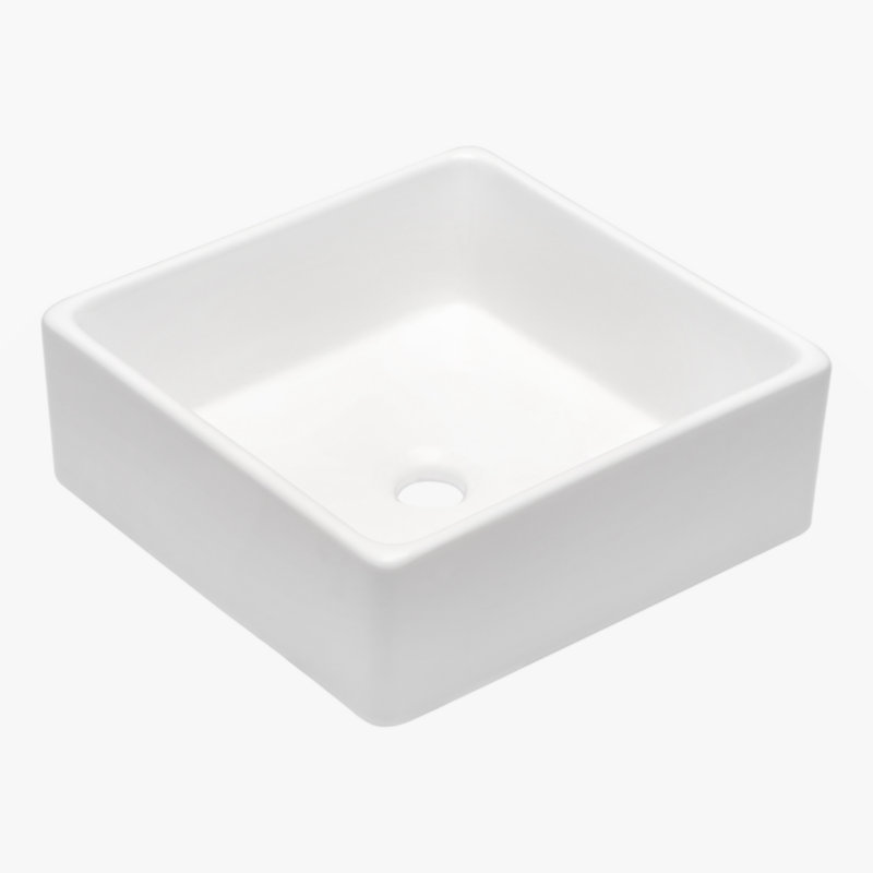 15'' x 15'' White Gloss Ceramic Square Vessel Sink