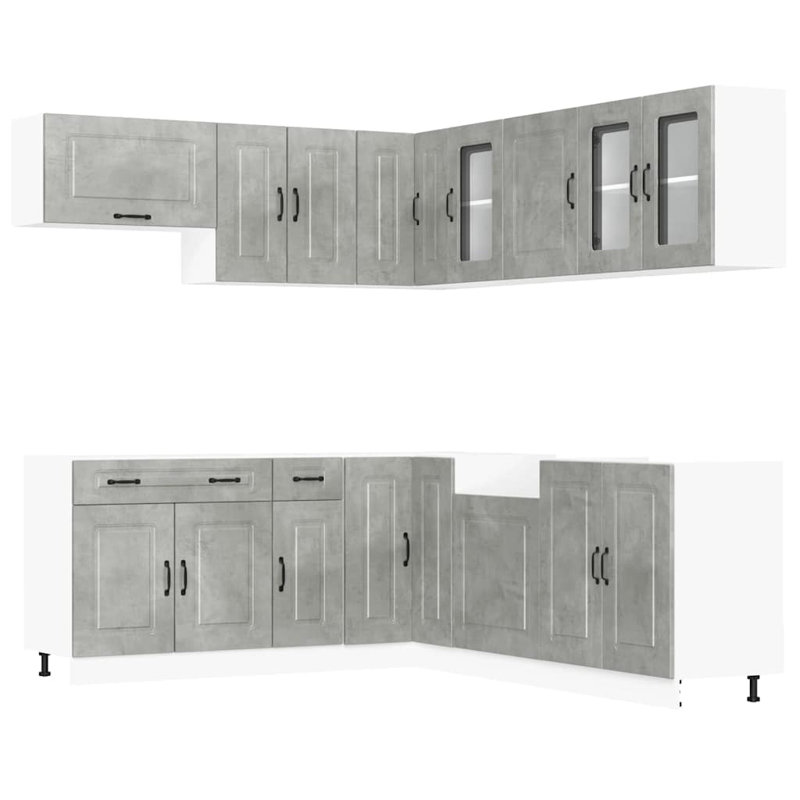 Kalmar Kitchen Cabinet Set, Concrete Grey