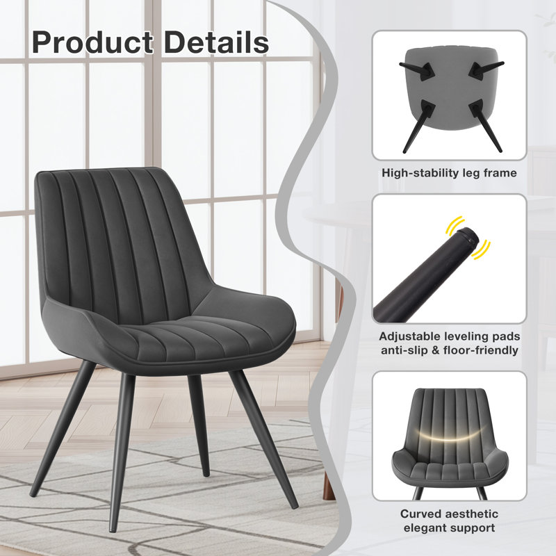 Modern Dining Chairs 54.8*46.9*83.2cm Tech Fabric Upholstery with Stylish Design Sofa-Level Cushioning Pet-Friendly Durable Scratch Resistant for Kitchen Dining Room or Home Office