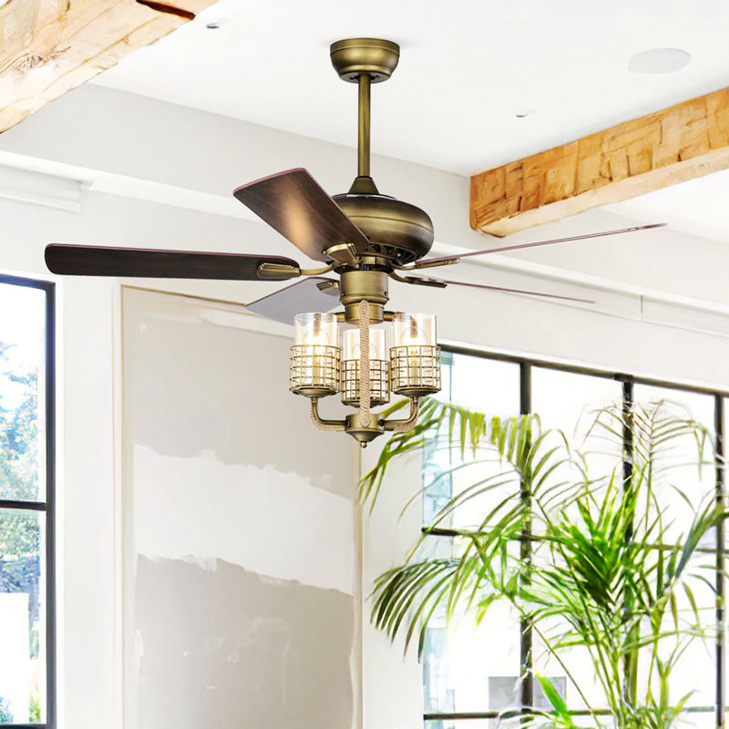 Ventilateur de plafond de 51,96 po avec télécommande et ensemble d'éclairage inclus
