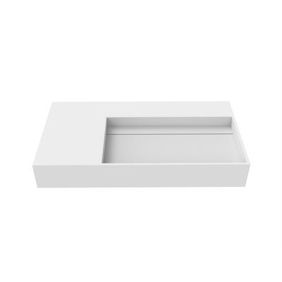 Lavabo de salle de bain mural rectangulaire 36 po avec drain dissimulé Juniper - blanc, sans trou de robinet