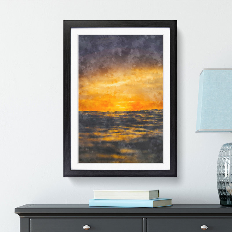 Ocean Of Clouds Abstract - Single Picture Frame Painting on MDF, Black Framed, 45cm H x 33cm W x 2cm D