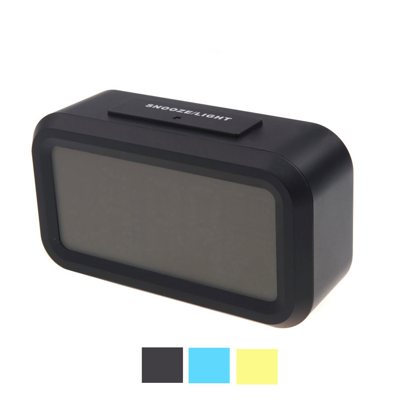 Réveil numérique DEL avec fonction snooze, capteur de luminosité, rétroéclairage, affichage de l'heure, de la date et de la température, noir.