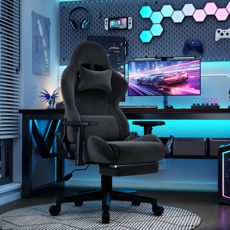 Maxway Furniture Adjustable Reclining Ergonomic Swiveling PC & Racing Game Chair