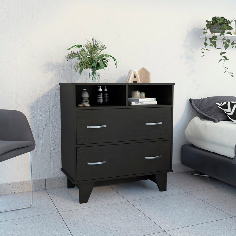 Commode 2 tiroirs 2 tablettes Wengé, Wengé