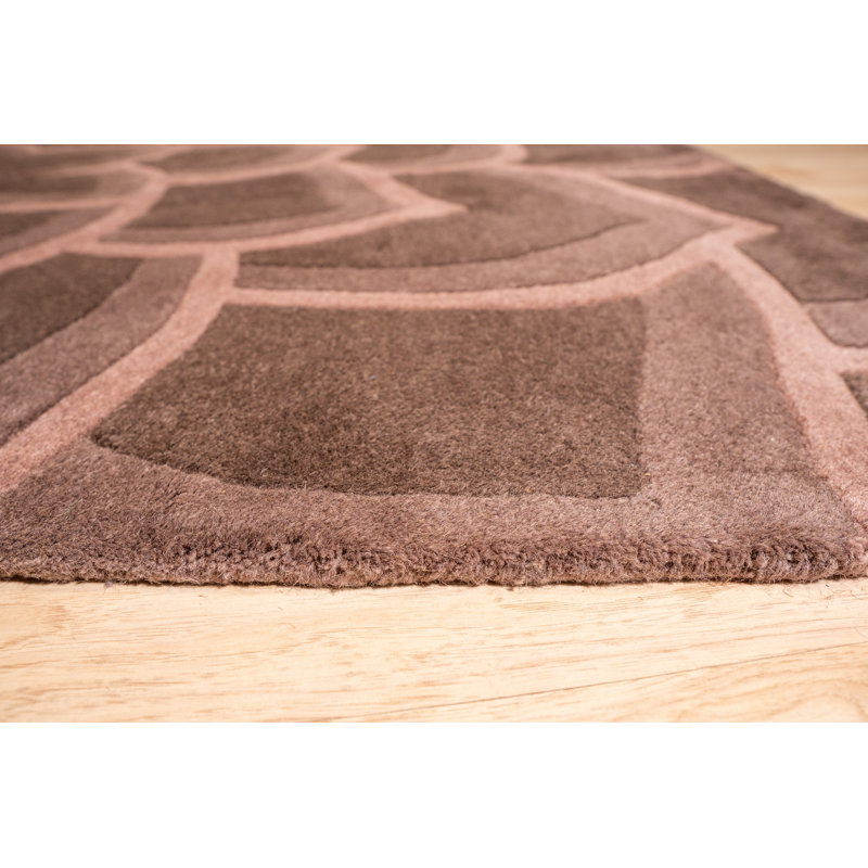 Tapis brun en laine touffeté à la main polyvalent Kira