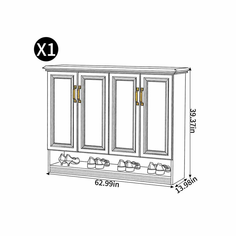 40 Pair Shoe Storage Cabinet, 39.37" H x 62.99" W x 13.98" D
