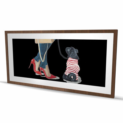 «Best Friends Fashion», reproduction encadrée avec passe-partout rouge | Décoration intérieure