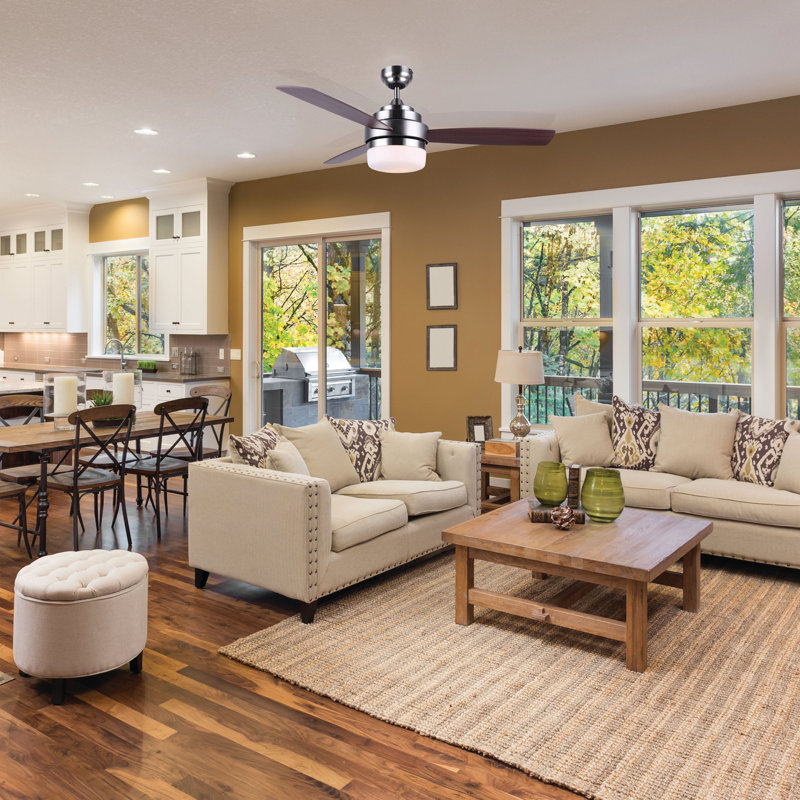 Mahogany and Nickel 52" Ceiling Fan with Remote and Light Kit