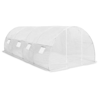 Serre en tissu PE blanc avec cadre en acier galvanisé pour grande serre d'extérieur de 194 pieds carrés