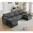 Modular Sofa,U Shaped Cloud Couch Comfy Set ,6-Seater, 2 Armrest Pillows,Convertible Sectional  Couch, Living Room,Apartment, Chenille(2 Movable Ottoman) (Sectional)-882558206