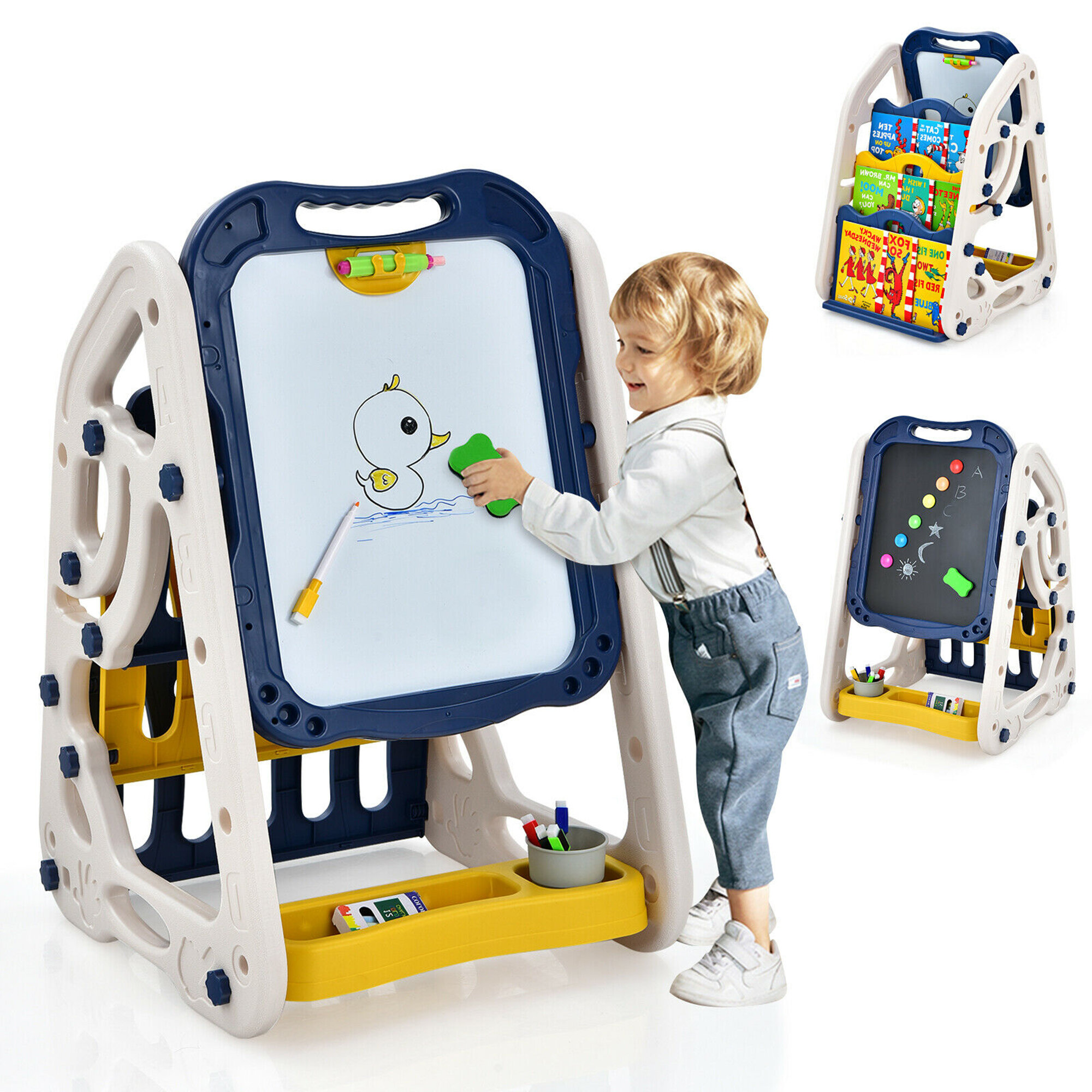 Gymax Adjustable Plastic Board Easel