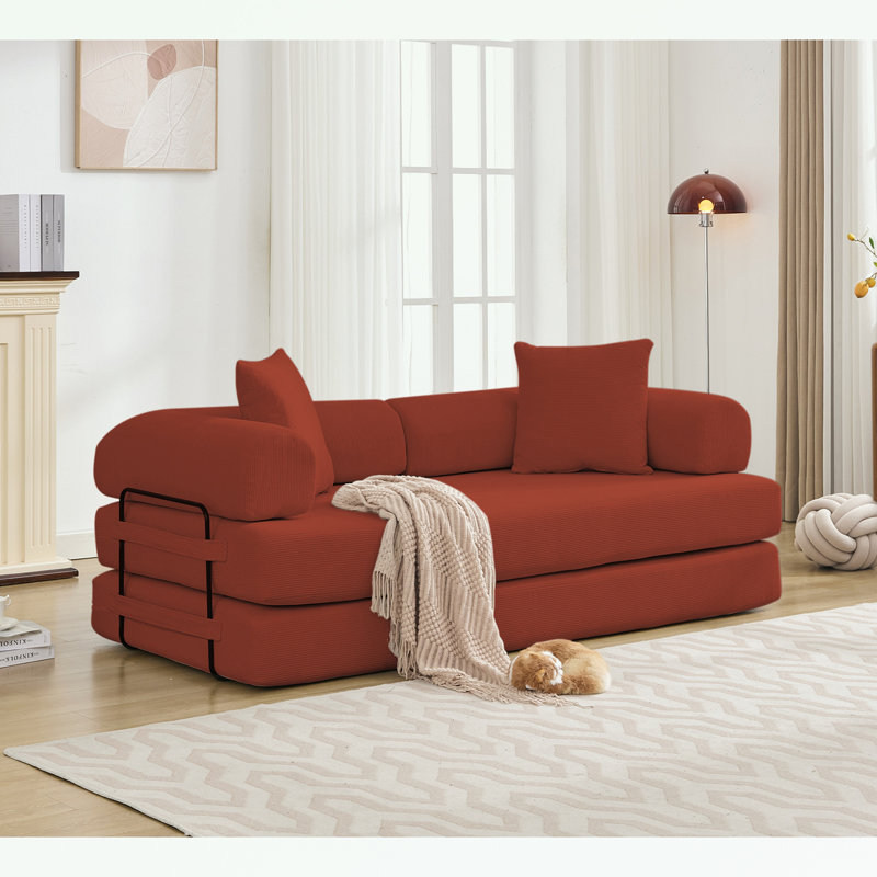 Canapé-lit pliant convertible avec coussin moelleux, Rouge