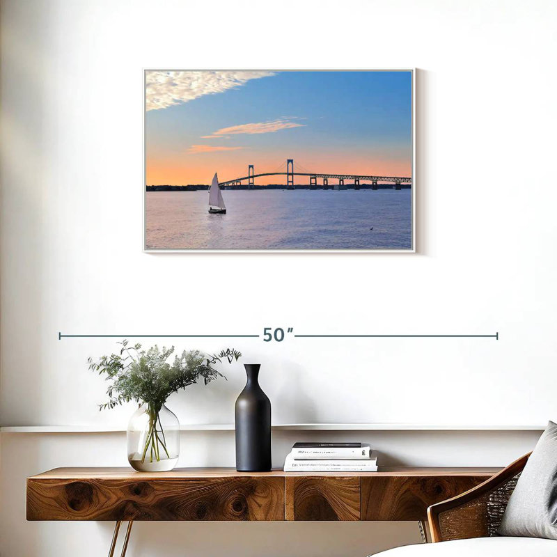 Newport Bridge, Floating Frame White, 31" X 21"