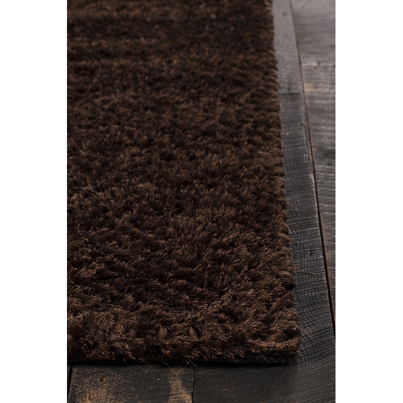 Tapis chocolat tissé à la main Janey, 5 pi x 7 pi 6 po