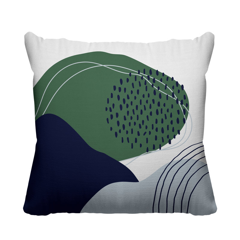 Coussin décoratif intérieur / extérieur Mid-Century Cyn, L 15 po x H 15 po, Émeraude / bleu marine