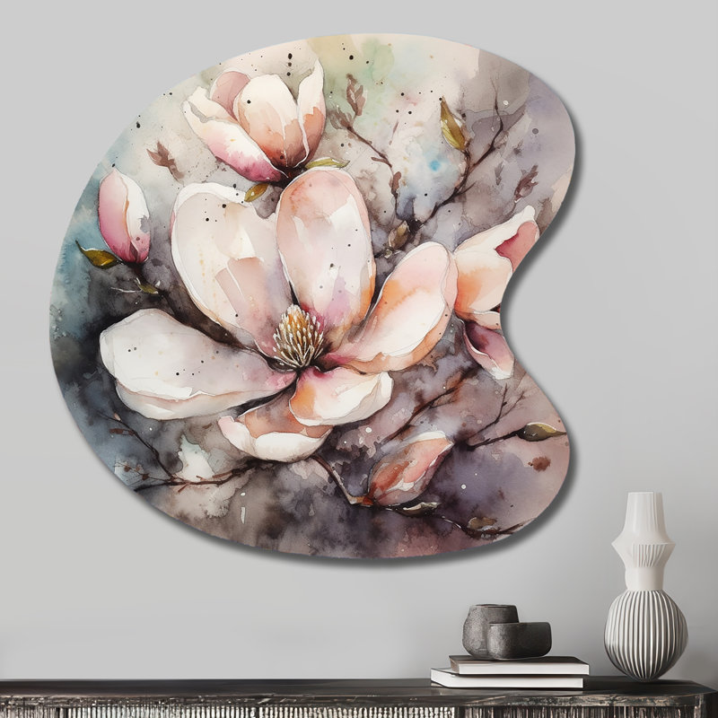 «Pink Magnolia Symphony I - Unique Shape Magnolias», reproduction d'art asymétrique, H 27 po x l 27 po