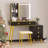 Makeup Vanity with Tri-Color Dimmable Light Mirror, Charge Station, 5-Drawer Sub-Cabinet, Soft Stool-594652969