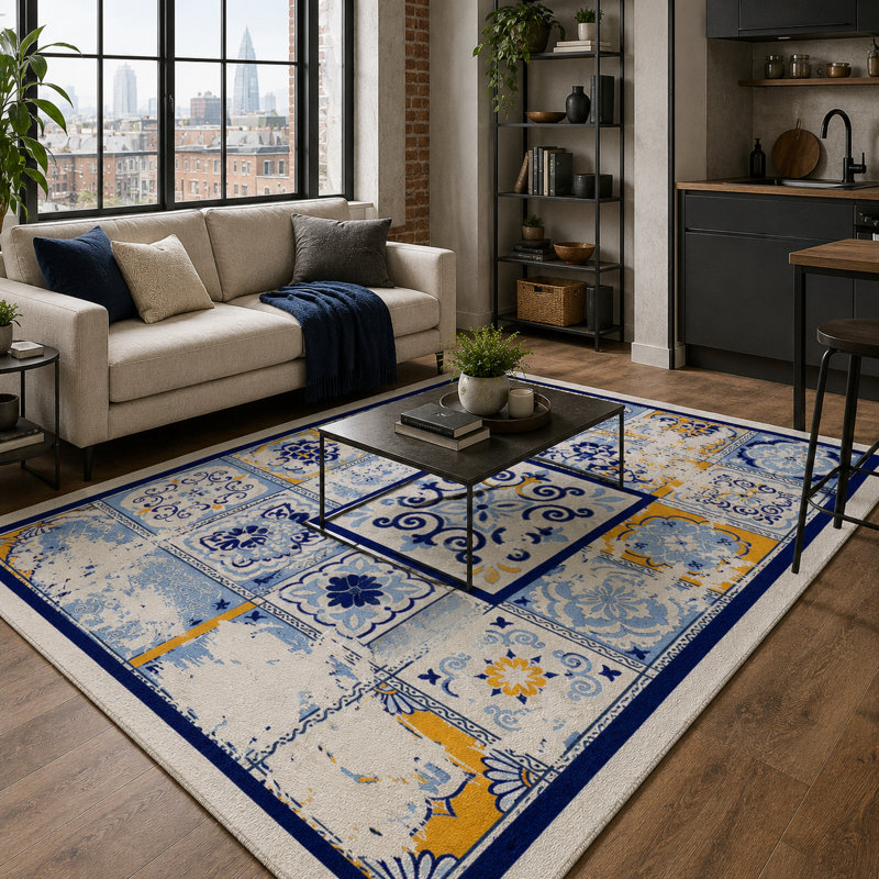 Trellis Cotton and Chenille Flatweave Area Rug, 160 cm round
