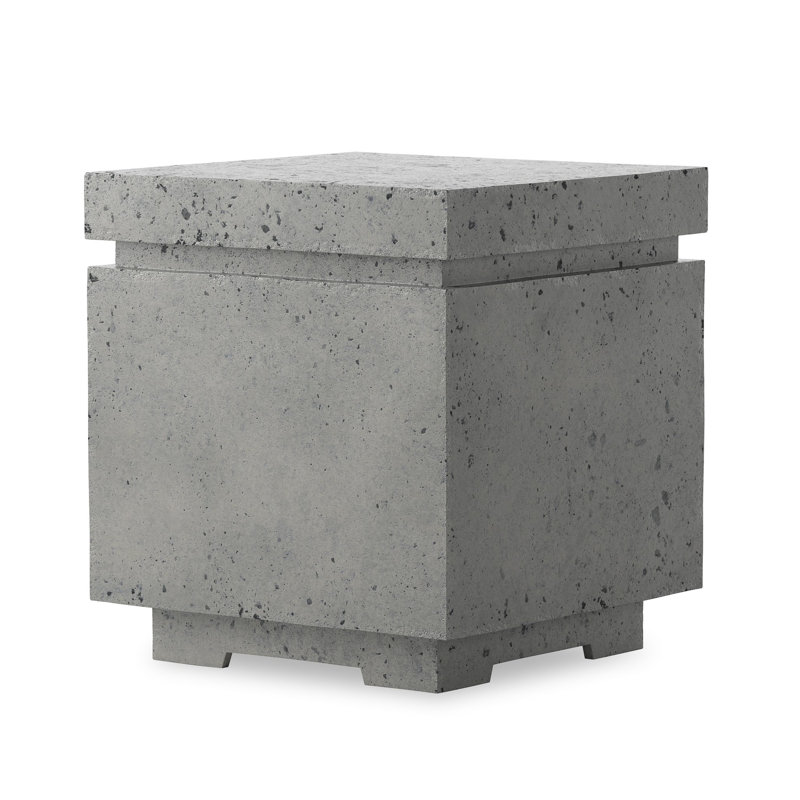 Posen 21.5" H x 20" W Concrete Propane Outdoor Fire Pit Table, Pewter Concrete