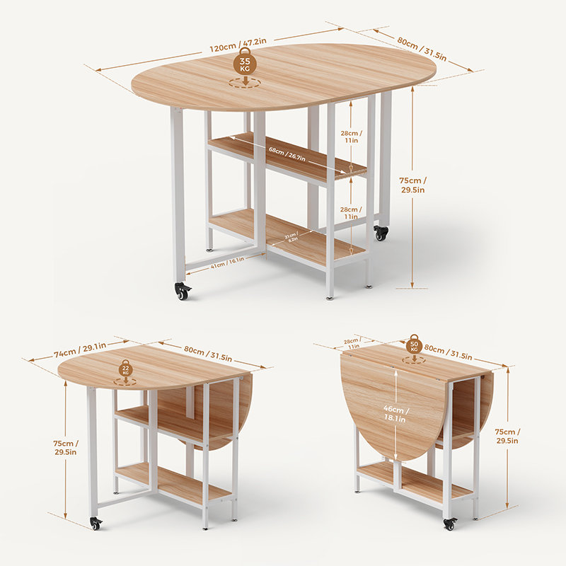 Ebern Designs Mobile Folding Dining Table & Reviews | Wayfair