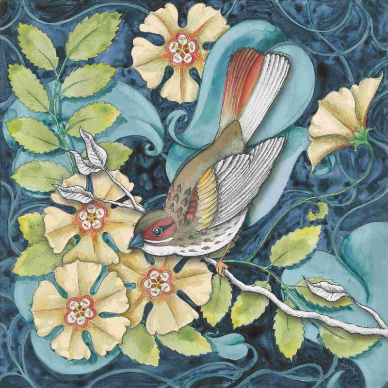 " Arts And Crafts Bird II " by Elyse DeNeige Painting Print, 20" H x 20" W