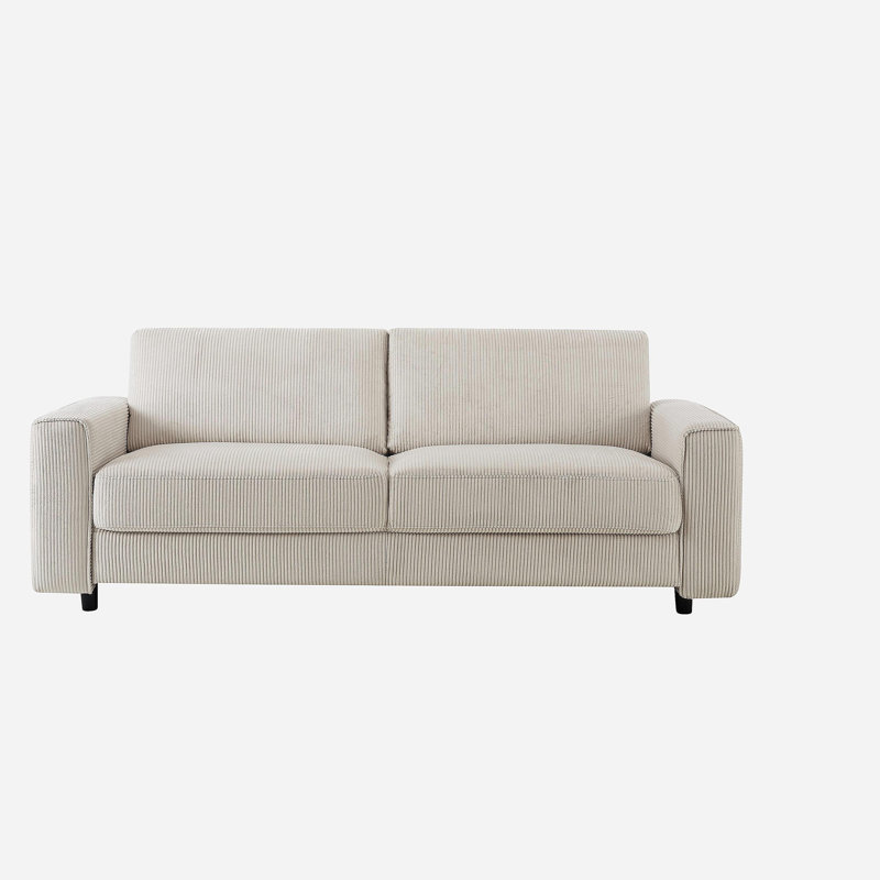 Canapé moderne en velours côtelé 3 places, H 33 po x l 86 po x P 32 po, Beige