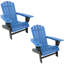 Ensemble de 2 chaises Adirondack en PEHD toutes saisons avec porte-gobelet - bleu / noir-1042455663