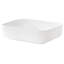 Vasque rectangulaire en céramique blanche 51 x 38 cm (20 x 15 po), à poser, coins arrondis, émail brillant, bonde de 4,4 cm (1,75 po), sans trou pour robinetterie.