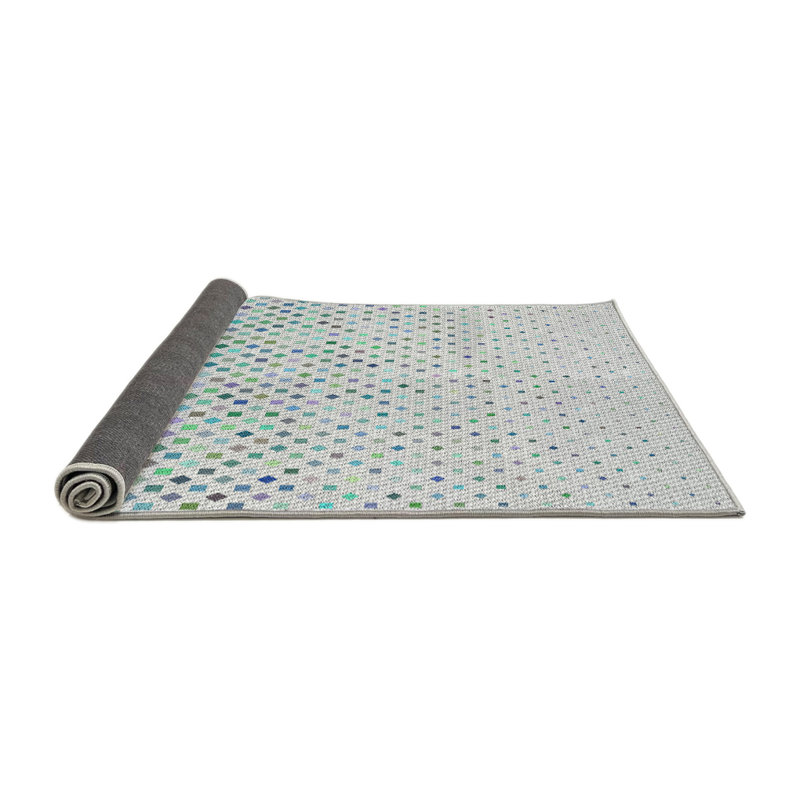 Tapis bleu/blanc à motifs, Rond 8 pi