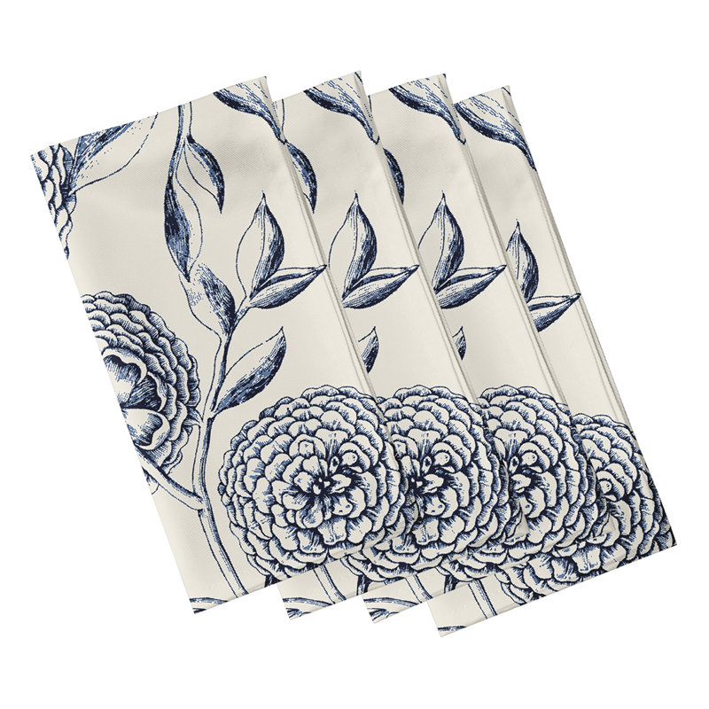 Pilla Polyester Floral Square Napkin, Navy Blue